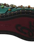 Dolce & Gabbana Green Leather Crystal Dress Broque Shoes