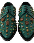 Dolce & Gabbana Green Leather Crystal Dress Broque Shoes