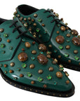 Dolce & Gabbana Green Leather Crystal Dress Broque Shoes