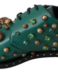 Dolce & Gabbana Green Leather Crystal Dress Broque Shoes