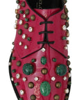 Dolce & Gabbana Pink Leather Crystals Dress Broque Shoes