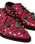 Dolce & Gabbana Pink Leather Crystals Dress Broque Shoes