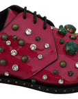 Dolce & Gabbana Pink Leather Crystals Dress Broque Shoes