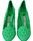 Dolce & Gabbana Green Crystal Floral Heels CINDERELLA Shoes