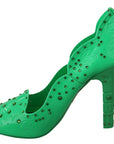 Dolce & Gabbana Green Crystal Floral Heels CINDERELLA Shoes