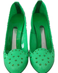 Dolce & Gabbana Green Crystal Floral CINDERELLA Heels Shoes