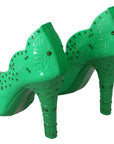 Dolce & Gabbana Green Crystal Floral CINDERELLA Heels Shoes