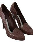 Dolce & Gabbana Brown Floral Crystal Heels CINDERELLA Shoes
