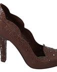 Dolce & Gabbana Brown Floral Crystal Heels CINDERELLA Shoes