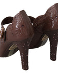 Dolce & Gabbana Brown Floral Crystal CINDERELLA Heels Shoes