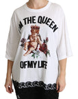 Dolce & Gabbana White Angel Print Cotton Round Neck Shirt Tops
