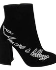 Dolce & Gabbana Black Suede L'Amore E'Bellezza Boots Shoes