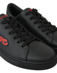 Dolce & Gabbana Black Leather Love Heart Sneakers Womens Shoes