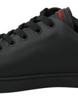Dolce & Gabbana Black Leather Love Heart Sneakers Womens Shoes