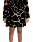 Dolce & Gabbana Black Giraffe Print Shift Mini Dress