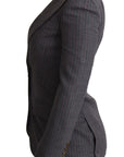 Dolce & Gabbana Gray Single Breasted Fitted Blazer Wool Jacket