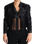 Dolce & Gabbana Black Lace Sheer Corset Organza Silk Jacket