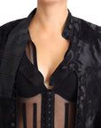 Dolce & Gabbana Black Lace Sheer Corset Organza Silk Jacket