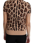 Dolce & Gabbana Beige Leopard Print Virgin Wool Turtleneck Top