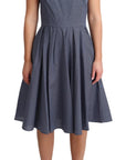 Dolce & Gabbana Blue Polka Cotton A-Line Stretch Dress