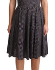 Dolce & Gabbana Black Floral Cotton A-Line Stretch Dress