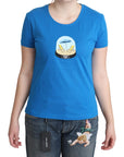 Moschino Blue Printed Cotton Short Sleeves Tops T-shirt