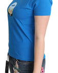 Moschino Blue Printed Cotton Short Sleeves Tops T-shirt