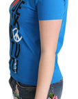 Moschino Blue Cotton Alphabet Letter Print Tops
