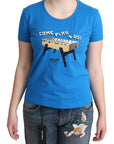 Moschino Blue Cotton Come Play 4 Us Print T-shirt