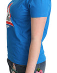 Moschino Blue Cotton Swim Graphic Triangle T-shirt