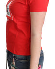 Moschino Red Cotton Swim Graphic Triangle Print T-shirt
