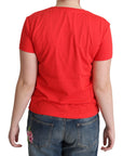Moschino Red Cotton Swim Graphic Triangle Print T-shirt