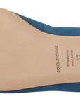Dolce & Gabbana Blue Suede Crystals Loafers Flats Shoes