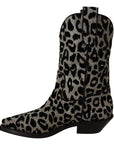 Dolce & Gabbana Gray Black Leopard Cowboy Boots Shoes