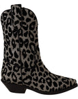 Dolce & Gabbana Gray Black Leopard Cowboy Boots Shoes
