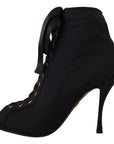 Dolce & Gabbana Black Stretch Short Ankle Boots Shoes