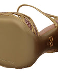 Dolce & Gabbana Pink Gold Leather Crystal Pumps T-strap Shoes