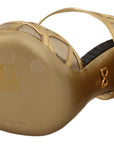 Dolce & Gabbana Black Gold Leather Studded Ankle Straps Shoes