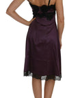 Dolce & Gabbana Purple Silk Stretch Black Lace A-Line Dress