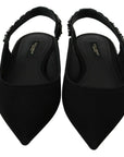Dolce & Gabbana Black Flats Slingback Charmeuse Shoes