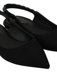 Dolce & Gabbana Black Flats Slingback Charmeuse Shoes