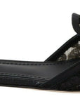 Dolce & Gabbana Black Taormina Lace Slides Crystals Flats Shoes
