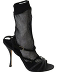 Dolce & Gabbana Black Suede Short Boots Sandals Shoes