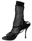 Dolce & Gabbana Black Suede Short Boots Sandals Shoes