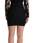 Dolce & Gabbana Black Fitted Lace Top Bodycon Mini Dress