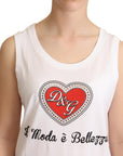Dolce & Gabbana White La Moda Crystal Tank Top T-shirt