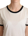 Dolce & Gabbana White Dotted Crewneck Cotton T-shirt