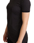 Dolce & Gabbana Black Dotted Crewneck Cotton T-shirt
