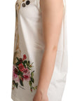 Dolce & Gabbana White Dog Floral Print Embellished T-shirt