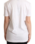 Dolce & Gabbana White Cotton Silk Blend Ascot Collar T-shirt